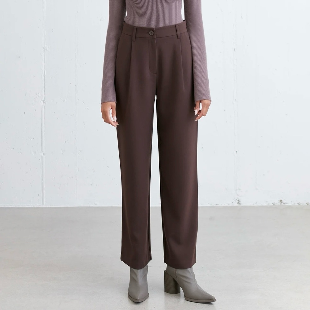 Oak + Fort Straight Leg Pants Brown Size 6